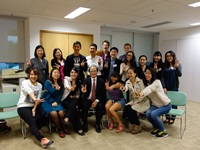Mr. Eddie Ng Hak-kim (middle, bottom row), Secretary of Education and students at CUHK on 14 November 2013.